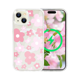 for iPhone 18 Pro Floral Case, Clear Magnetic Design, Sunset Beachy
