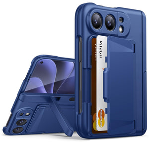 Vihibii for iPhone 18 Pro Case with Card Holder (4 Cards), Burgundy