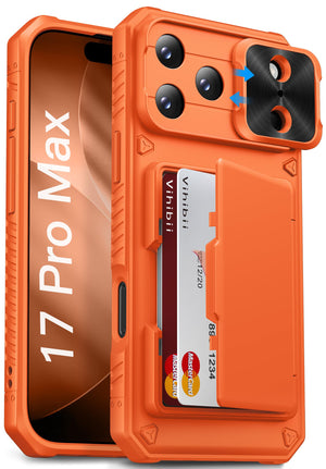 Vihibii for iPhone 18 Pro Case with Card Holder (4 Cards), Burgundy