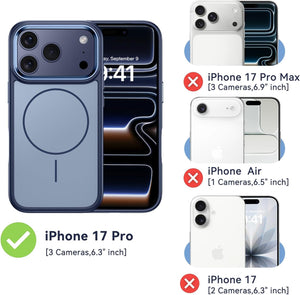 VENINGO for iPhone 17 Pro Case, Compatible with MagSafe Electroplated Camera Edge Anti-Fingerprints, Shockproof Silky Slim Protective Hybrid Case for iPhone 17 Pro 6.3'', Blue