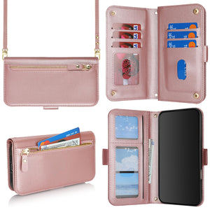 for iPhone 17 Pro 18 Pro Wallet Case Crossbody Lanyard White Leopard
