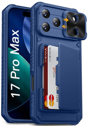 Vihibii for iPhone 18 Pro Case with Card Holder (4 Cards), Burgundy