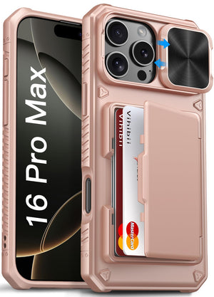 Vihibii for iPhone 18 Pro Case with Card Holder (4 Cards), Burgundy