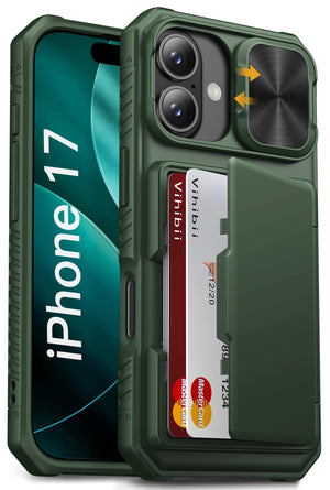 Vihibii for iPhone 18 Pro Case with Card Holder (4 Cards), Burgundy