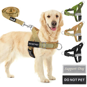 SlowTon No Pull Large Medium Dog Harness and Leash Set,No Choke Escapeproof Neck & Chest Adjustable, 5.9 Ft Dog Leash Anti-Twist Pet Lead, Soft Padded Reflective Tactical Military Dog Harness