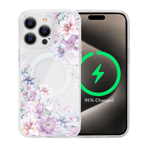 for iPhone 18 Pro Floral Case, Clear Magnetic Design, Sunset Beachy
