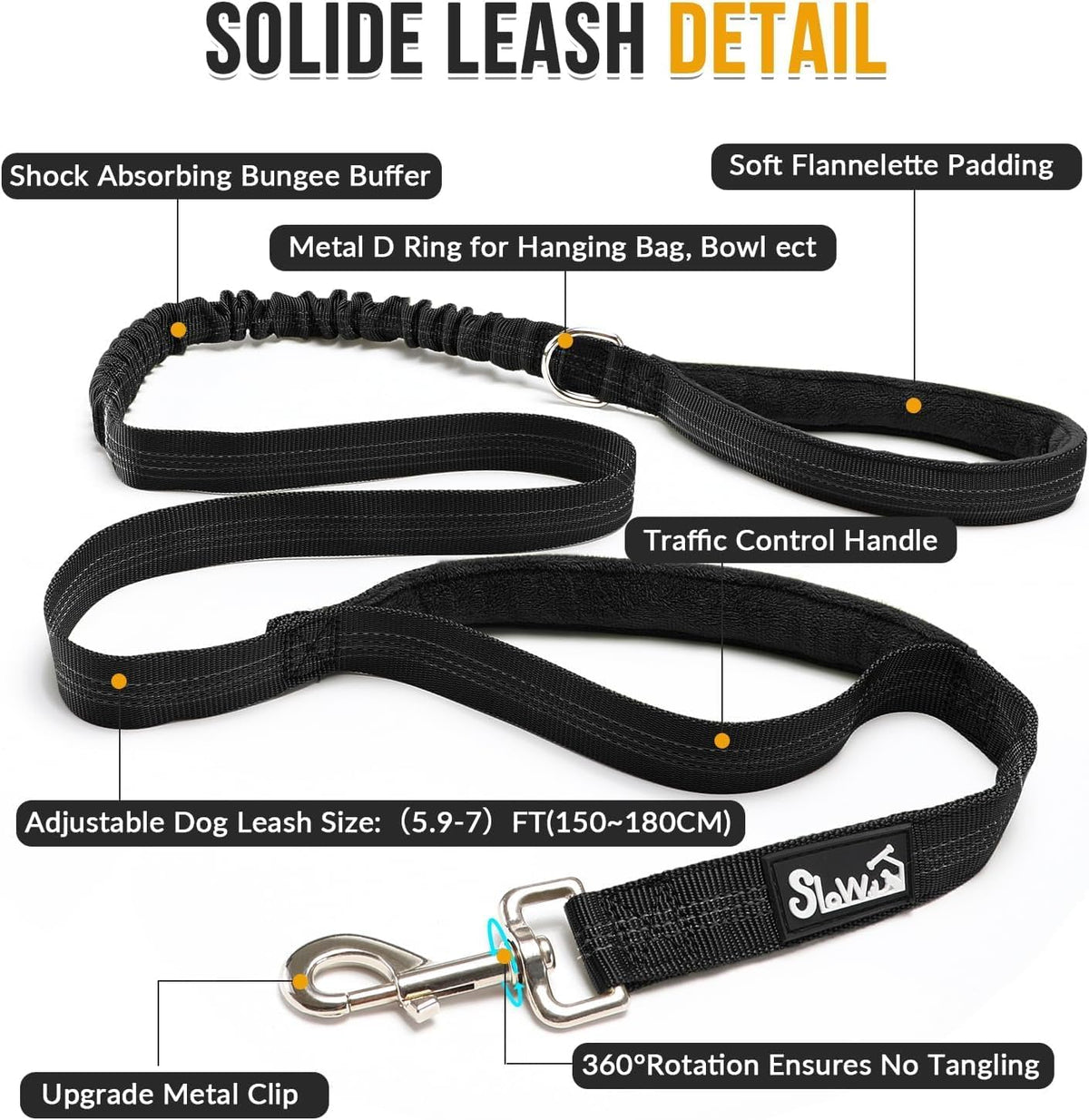 SlowTon No Pull Large Medium Dog Harness and Leash Set,No Choke Escapeproof Neck & Chest Adjustable, 5.9 Ft Dog Leash Anti-Twist Pet Lead, Soft Padded Reflective Tactical Military Dog Harness