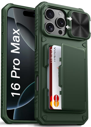 Vihibii for iPhone 18 Pro Case with Card Holder (4 Cards), Burgundy