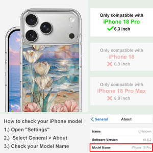 for iPhone 18 Pro Floral Case, Clear Magnetic Design, Sunset Beachy