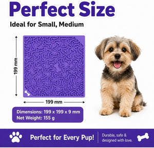 Dog Lick Mat with Strong Suction Cups, 2-Pack Multi-Texture Silicone Licking Mat for Anxiety Relief, Slow Feeder Pet Treat Mat for Dog Bathing, Grooming & Training, BPA-Free, Purple/Red