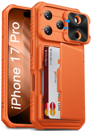 Vihibii for iPhone 18 Pro Case with Card Holder (4 Cards), Burgundy