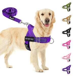 SlowTon No Pull Large Medium Dog Harness and Leash Set,No Choke Escapeproof Neck & Chest Adjustable, 5.9 Ft Dog Leash Anti-Twist Pet Lead, Soft Padded Reflective Tactical Military Dog Harness