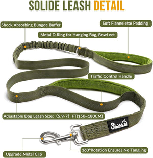 SlowTon No Pull Large Medium Dog Harness and Leash Set,No Choke Escapeproof Neck & Chest Adjustable, 5.9 Ft Dog Leash Anti-Twist Pet Lead, Soft Padded Reflective Tactical Military Dog Harness