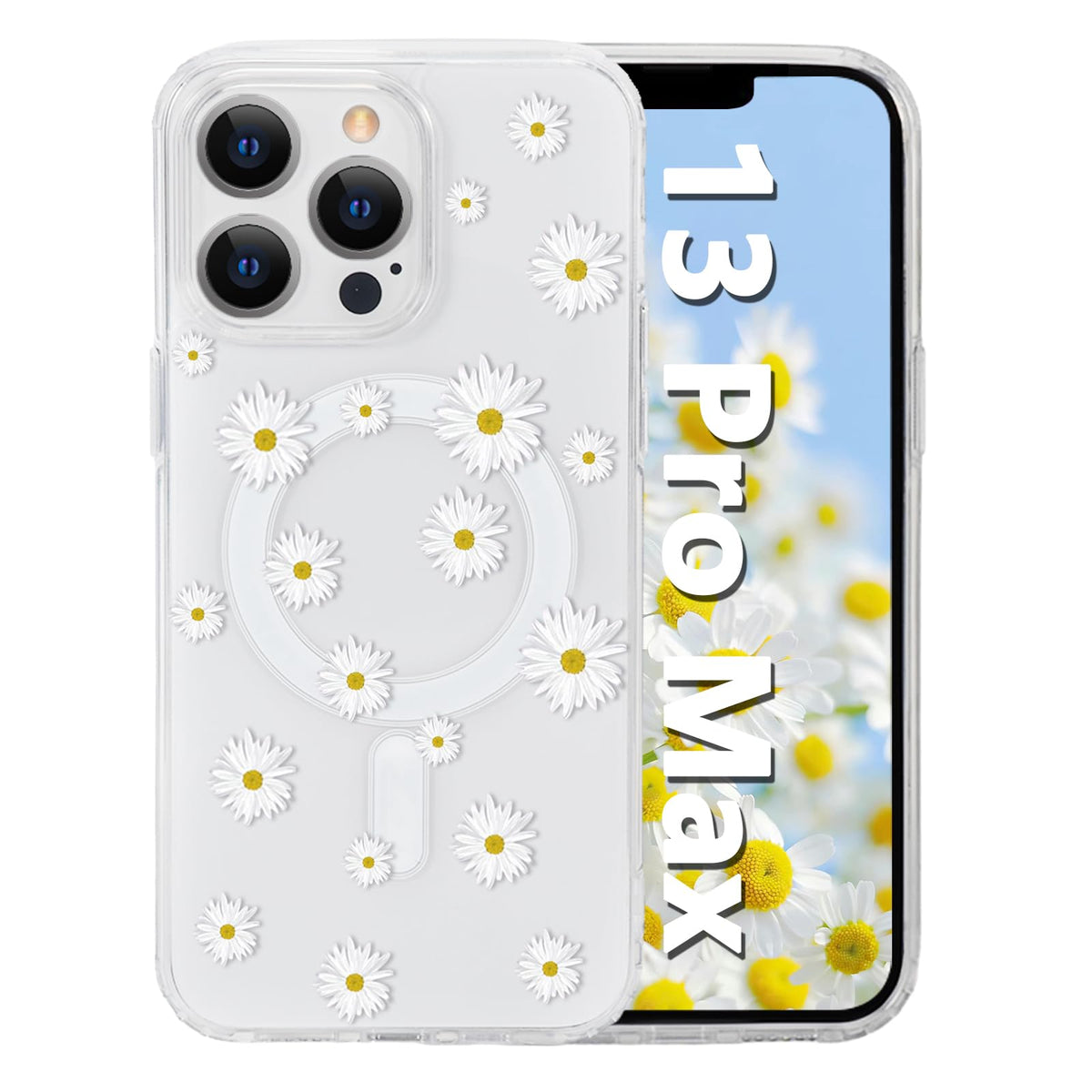 for iPhone 18 Pro Floral Case, Clear Magnetic Design, Sunset Beachy