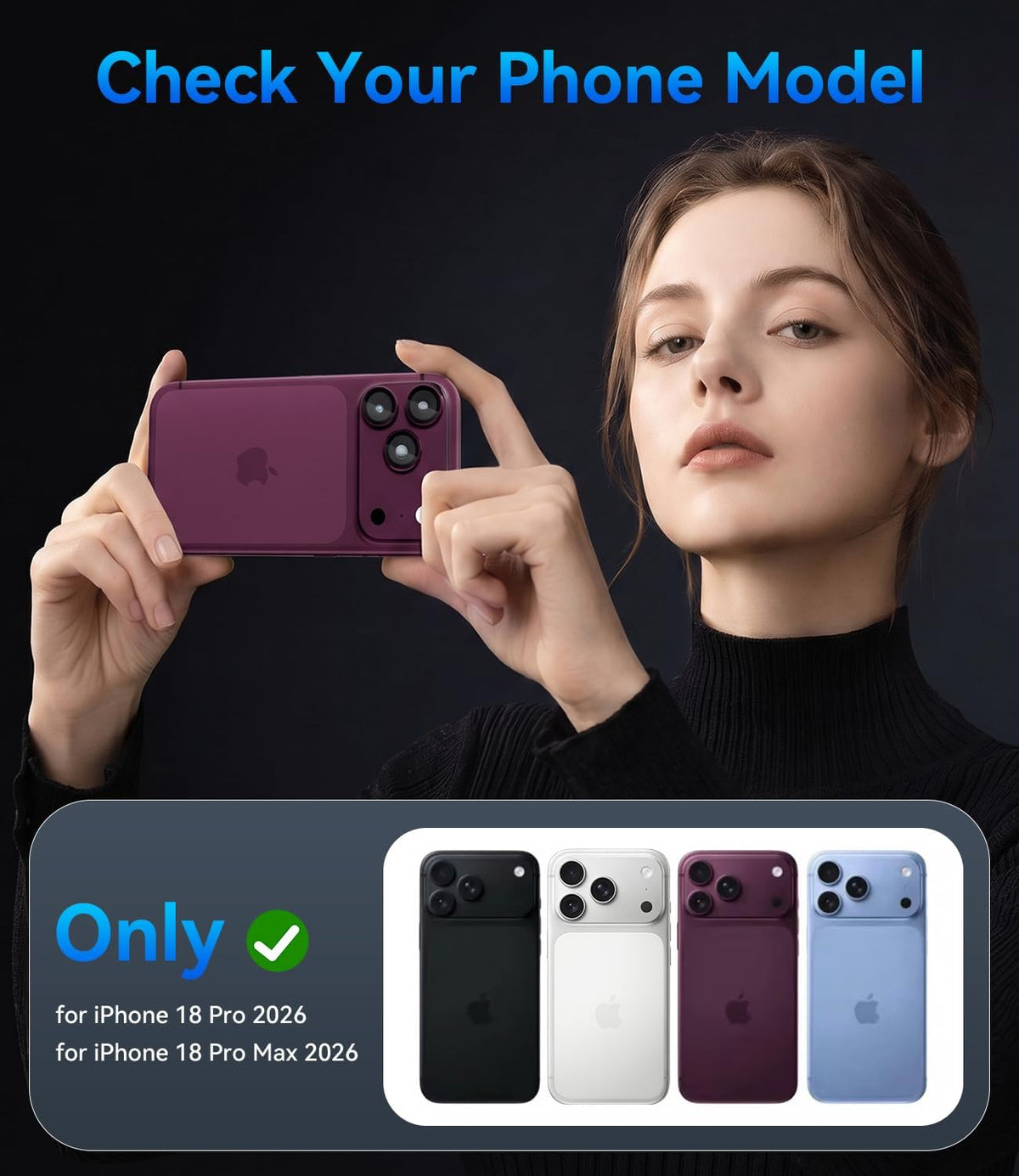 imluckies for iPhone 18 Pro/18 Pro Max Camera Lens Protector, Burgundy Red