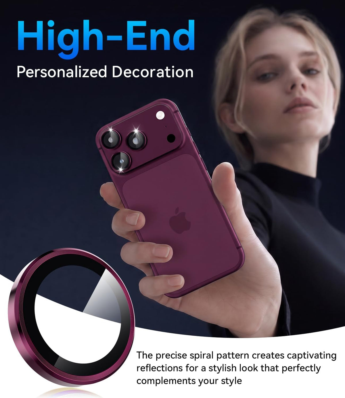 imluckies for iPhone 18 Pro/18 Pro Max Camera Lens Protector, Burgundy Red