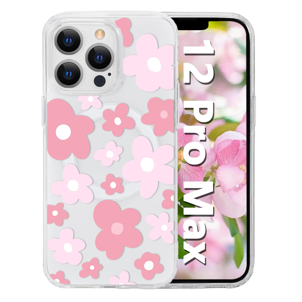 for iPhone 18 Pro Floral Case, Clear Magnetic Design, Sunset Beachy