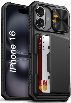 Vihibii for iPhone 18 Pro Case with Card Holder (4 Cards), Burgundy
