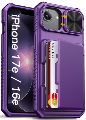 Vihibii for iPhone 18 Pro Case with Card Holder (4 Cards), Burgundy