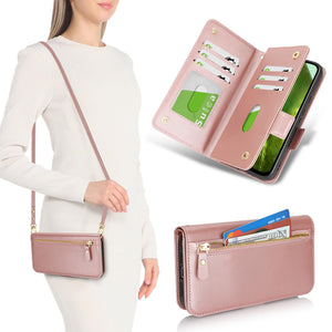 for iPhone 17 Pro 18 Pro Wallet Case Crossbody Lanyard White Leopard