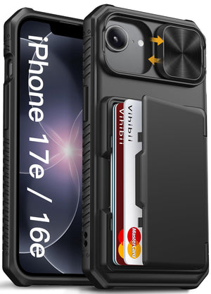 Vihibii for iPhone 18 Pro Case with Card Holder (4 Cards), Burgundy