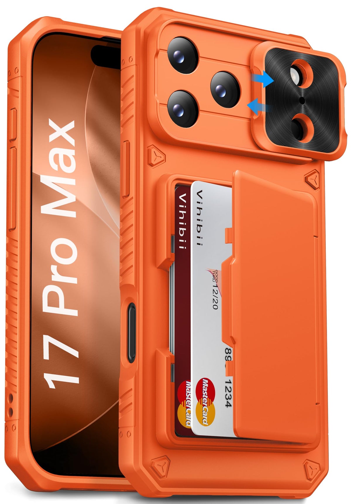 Vihibii for iPhone 18 Pro Case with Card Holder (4 Cards), Burgundy
