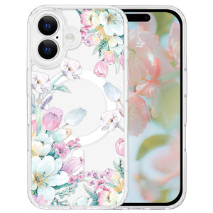 for iPhone 18 Pro Floral Case, Clear Magnetic Design, Sunset Beachy