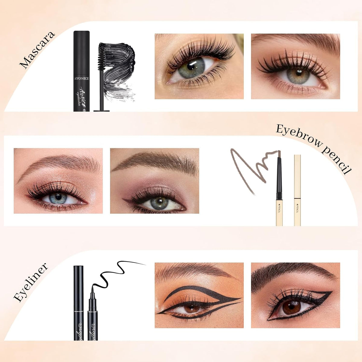 Makeup Set Kit for Women Teenagers,Make Up Sets for Women, Makeup Kits Includes 9 Color Eyeshadow, Foundation, Contour Stick, Eyeliner, Eyebrow Pencil, Mascara, Lip Gloss, Sponge,5Pcs Brushes #3