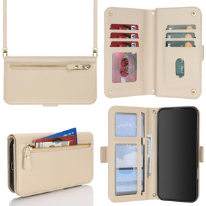 for iPhone 17 Pro 18 Pro Wallet Case Crossbody Lanyard White Leopard