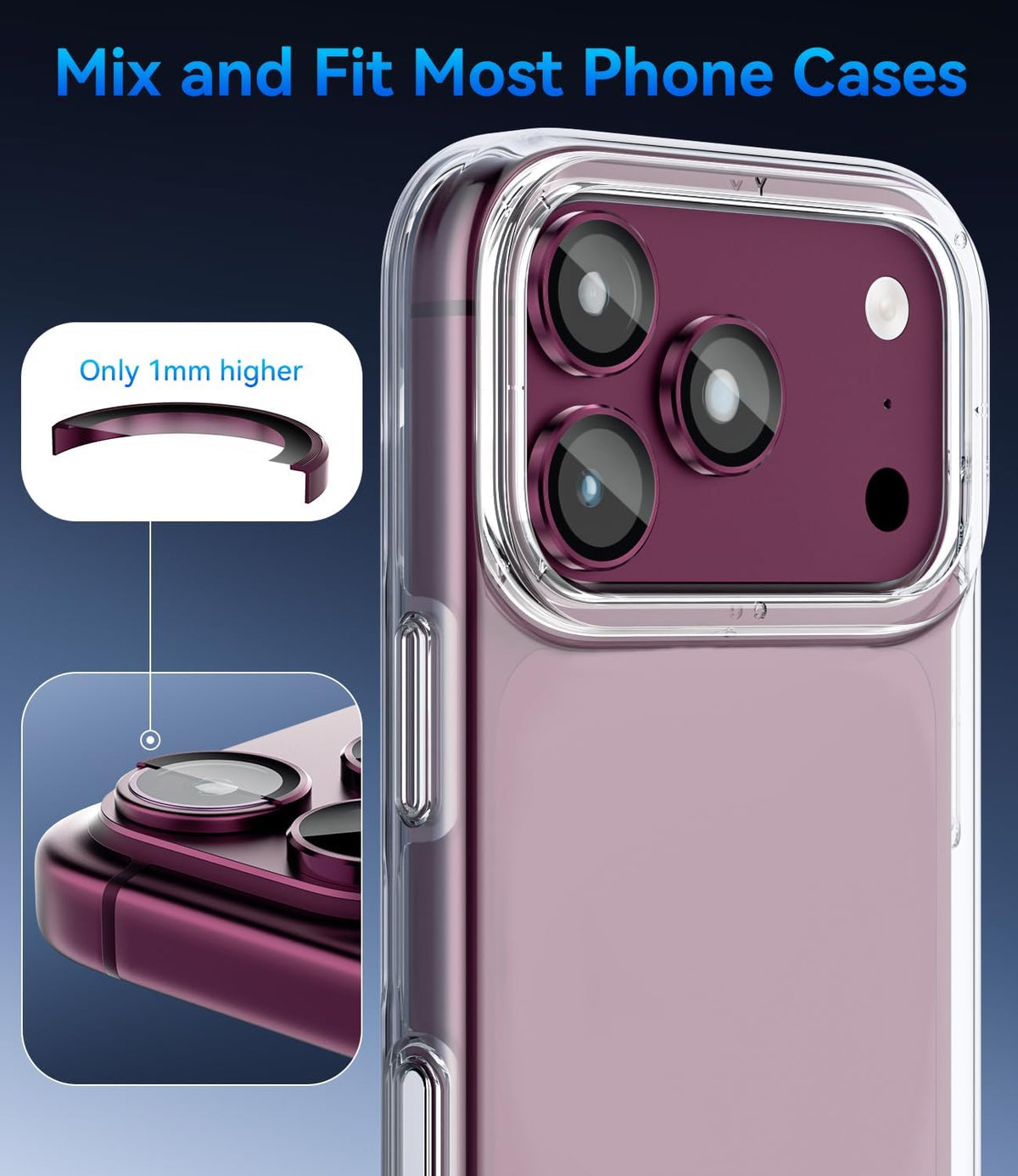 imluckies for iPhone 18 Pro/18 Pro Max Camera Lens Protector, Burgundy Red