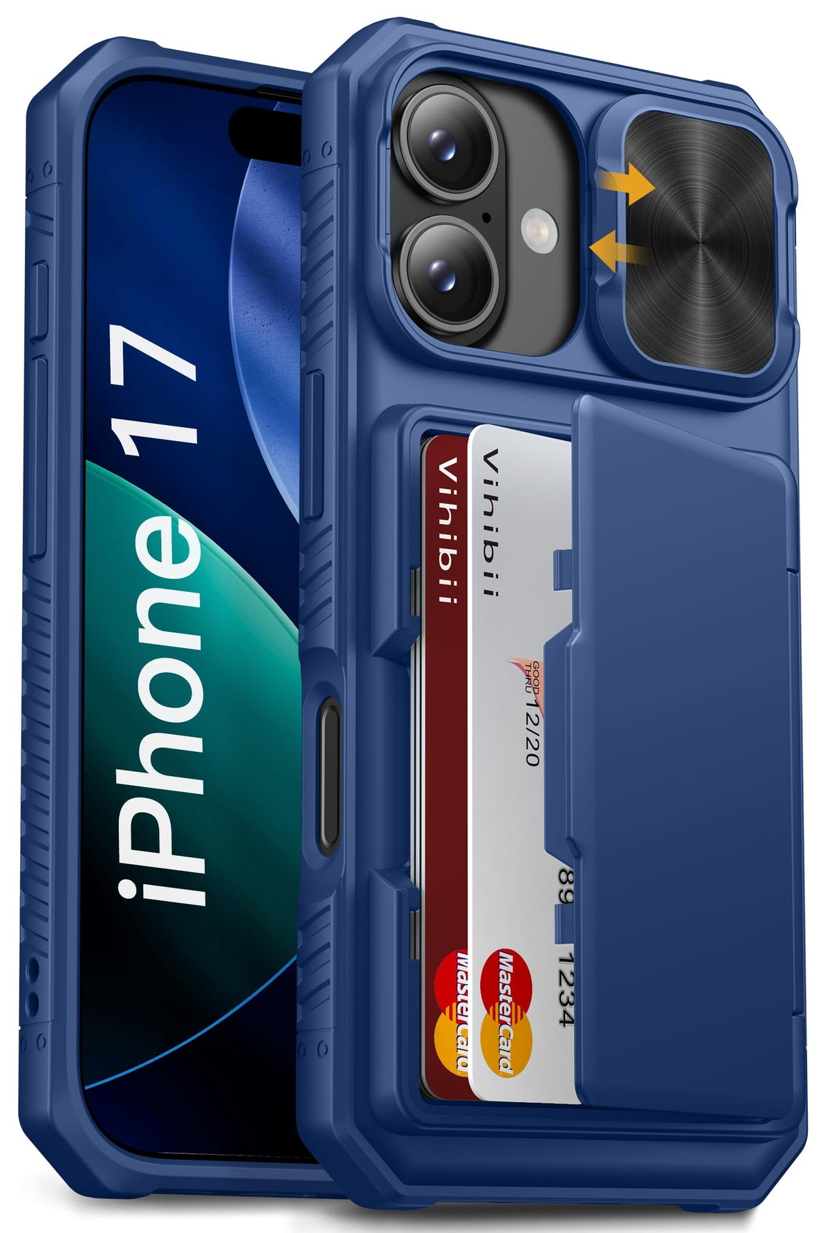 Vihibii for iPhone 18 Pro Case with Card Holder (4 Cards), Burgundy