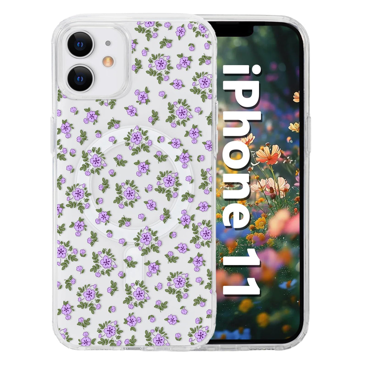 for iPhone 18 Pro Floral Case, Clear Magnetic Design, Sunset Beachy