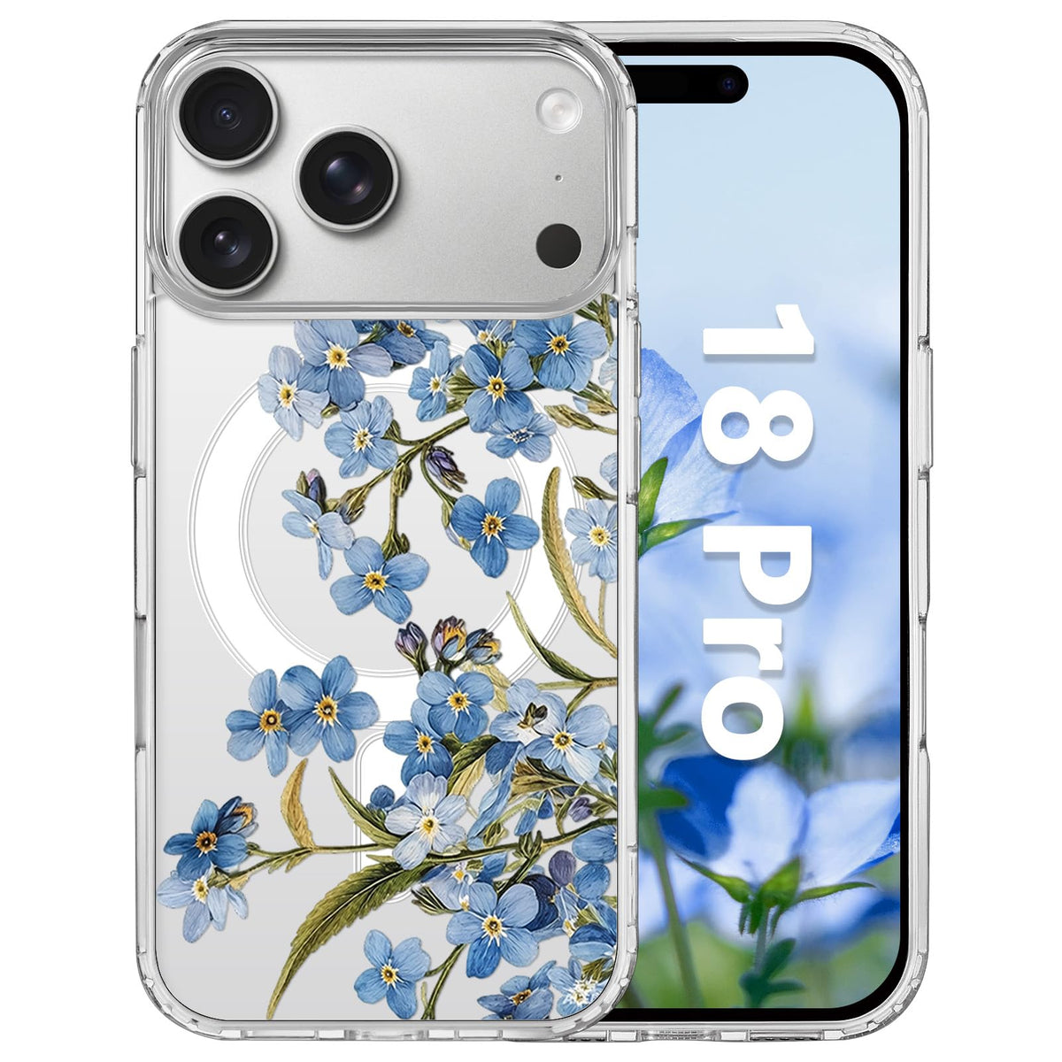 for iPhone 18 Pro Floral Case, Clear Magnetic Design, Sunset Beachy