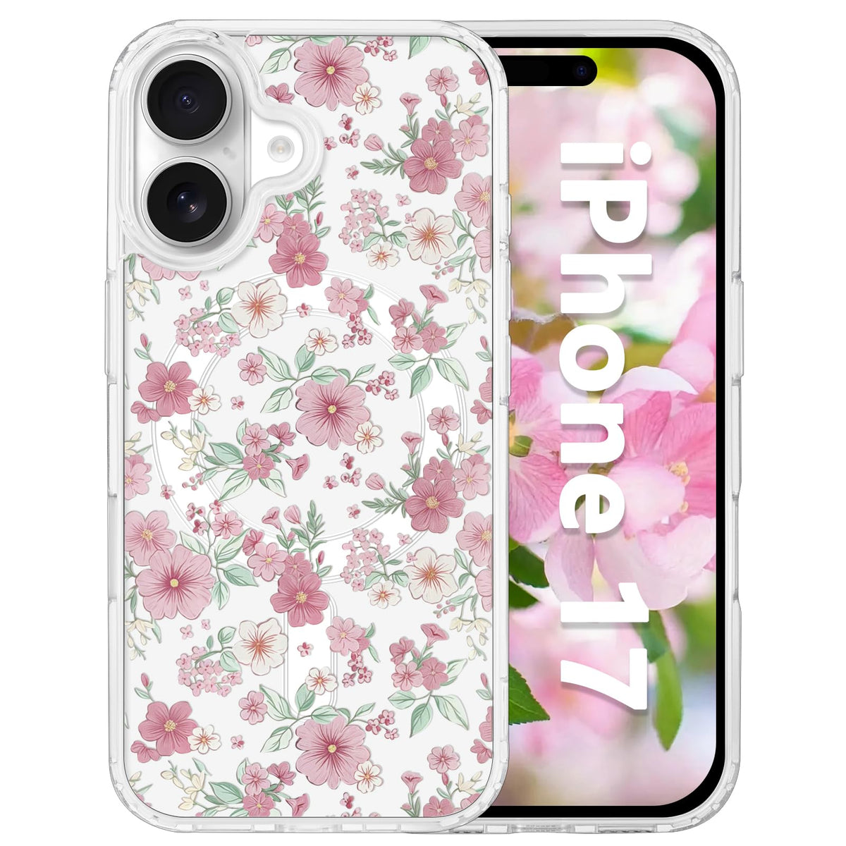 for iPhone 18 Pro Floral Case, Clear Magnetic Design, Sunset Beachy