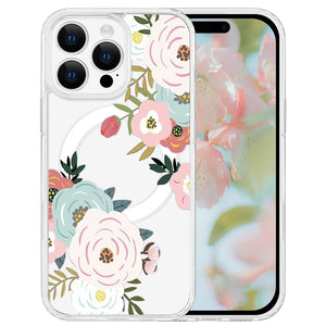 for iPhone 18 Pro Floral Case, Clear Magnetic Design, Sunset Beachy