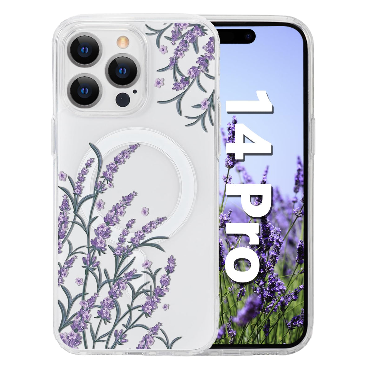 for iPhone 18 Pro Floral Case, Clear Magnetic Design, Sunset Beachy