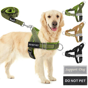 SlowTon No Pull Large Medium Dog Harness and Leash Set,No Choke Escapeproof Neck & Chest Adjustable, 5.9 Ft Dog Leash Anti-Twist Pet Lead, Soft Padded Reflective Tactical Military Dog Harness