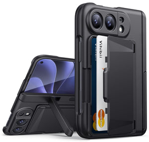 Vihibii for iPhone 18 Pro Case with Card Holder (4 Cards), Burgundy