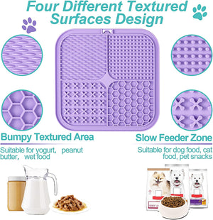 LUKITO Lick Mat for Dogs & Cats 2 Pack, Slow Feeder Licking Pad with Suction Cups for for Anxiety Relief and Boredom Reducer, Perfect for Bathing Grooming