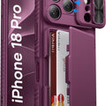 Vihibii for iPhone 18 Pro Case with Card Holder (4 Cards), Burgundy