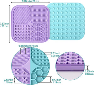 LUKITO Lick Mat for Dogs & Cats 2 Pack, Slow Feeder Licking Pad with Suction Cups for for Anxiety Relief and Boredom Reducer, Perfect for Bathing Grooming