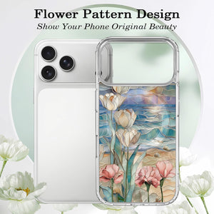 for iPhone 18 Pro Floral Case, Clear Magnetic Design, Sunset Beachy