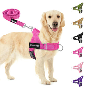 SlowTon No Pull Large Medium Dog Harness and Leash Set,No Choke Escapeproof Neck & Chest Adjustable, 5.9 Ft Dog Leash Anti-Twist Pet Lead, Soft Padded Reflective Tactical Military Dog Harness