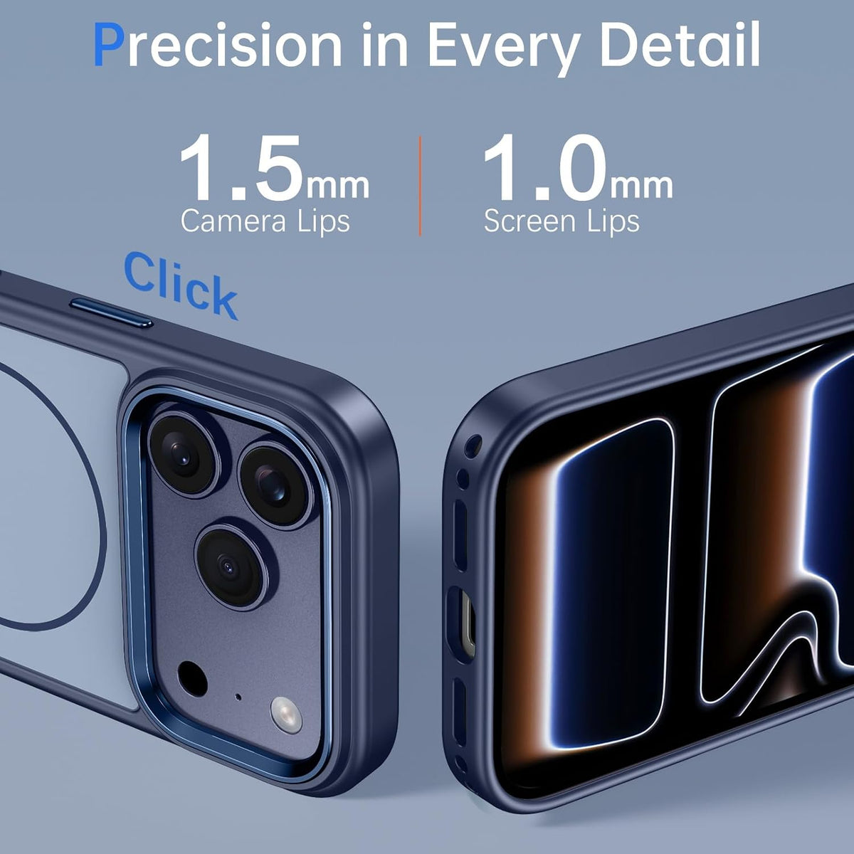 VENINGO for iPhone 17 Pro Case, Compatible with MagSafe Electroplated Camera Edge Anti-Fingerprints, Shockproof Silky Slim Protective Hybrid Case for iPhone 17 Pro 6.3'', Blue