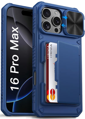 Vihibii for iPhone 18 Pro Case with Card Holder (4 Cards), Burgundy