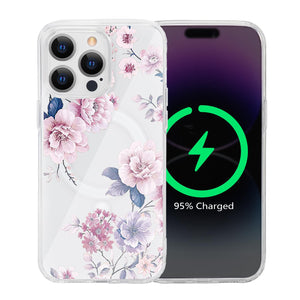 for iPhone 18 Pro Floral Case, Clear Magnetic Design, Sunset Beachy