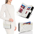 for iPhone 17 Pro 18 Pro Wallet Case Crossbody Lanyard White Leopard
