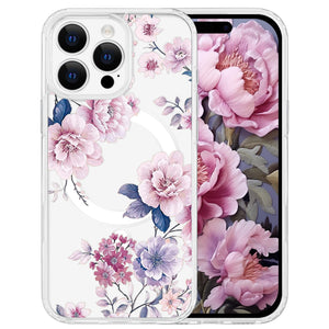 for iPhone 18 Pro Floral Case, Clear Magnetic Design, Sunset Beachy