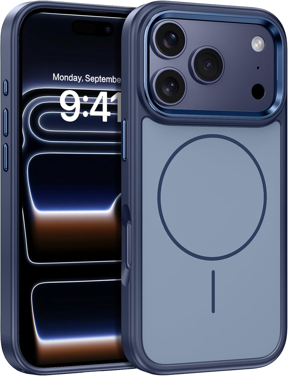 VENINGO for iPhone 17 Pro Case, Compatible with MagSafe Electroplated Camera Edge Anti-Fingerprints, Shockproof Silky Slim Protective Hybrid Case for iPhone 17 Pro 6.3'', Blue