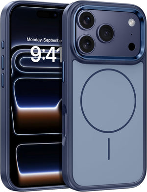 VENINGO for iPhone 17 Pro Case, Compatible with MagSafe Electroplated Camera Edge Anti-Fingerprints, Shockproof Silky Slim Protective Hybrid Case for iPhone 17 Pro 6.3'', Blue